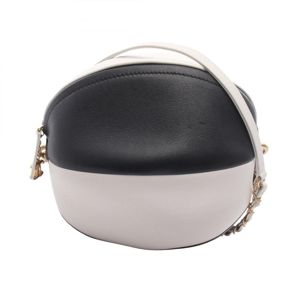 Chanel Beach Ball Shoulder Bag Leather Black White
